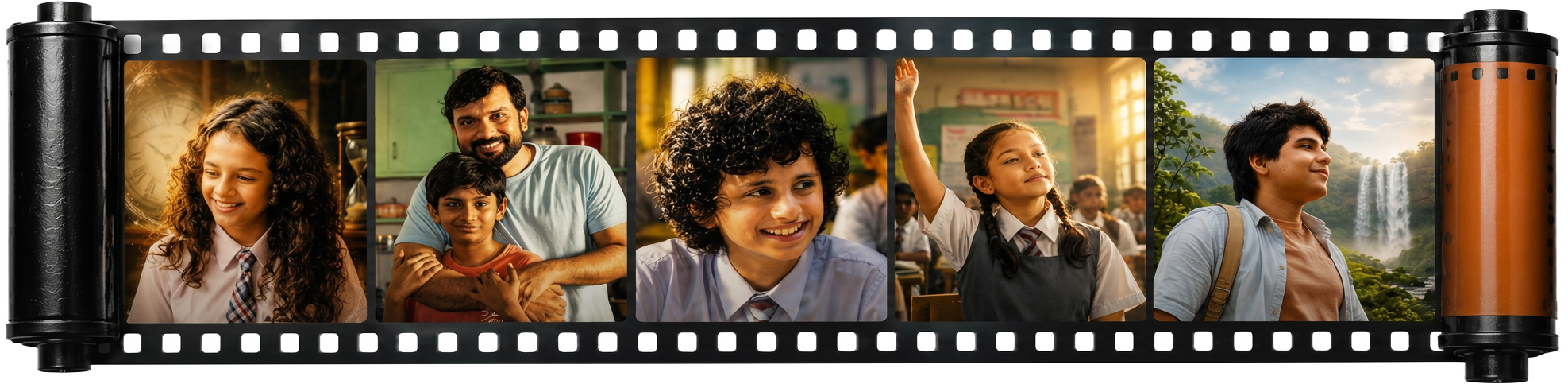 Film strip frames of children's faces